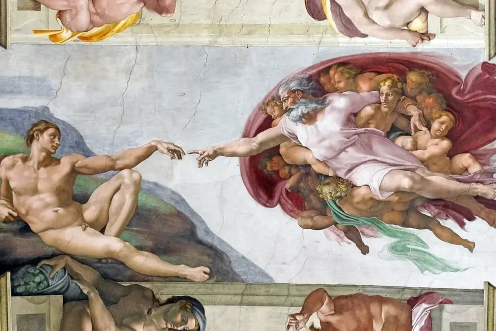 The Creation of Adam”, where God touches the finger of the first man, giving him the breath of life, stands out as one of the most famous frescoes in the world: